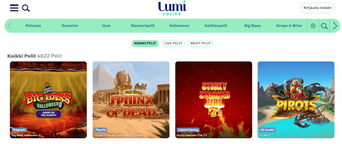 Lumi Casino – pelattavaa yli 130 valmistajalta